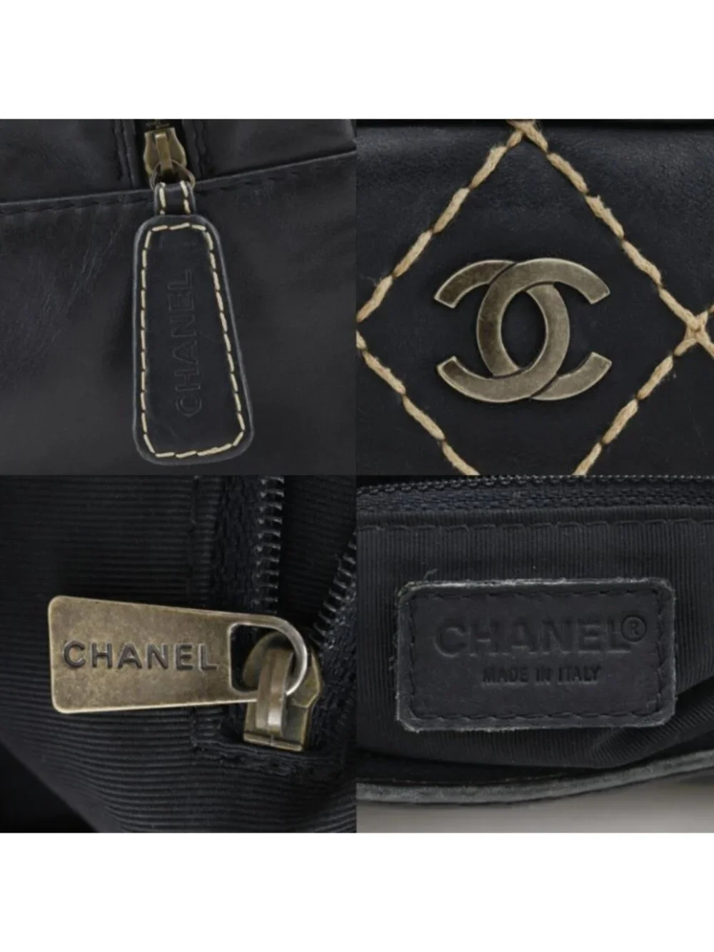 Chanel Wild Stitch CC Logo Calf Black Handbag